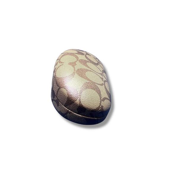 Coach Hard Eyeglass Case Brown Signature Logo Print Clamshell Style - Minor Mark - Picture 2 of 8